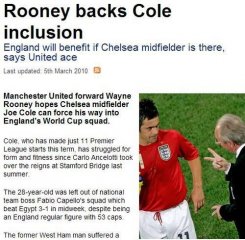 魯尼力挺1人重返國家隊(duì) 他去南非將是夢幻球員