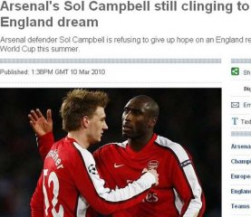 <b>坎貝爾期待出征南非 5球大勝他再品回歸第一次</b>