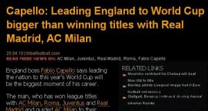 卡佩羅稱世界杯為終極夢想 重于執教皇馬米蘭