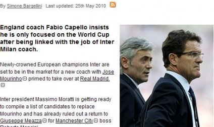 卡佩羅清澄執(zhí)教國米傳聞：我只關(guān)心南非世界杯