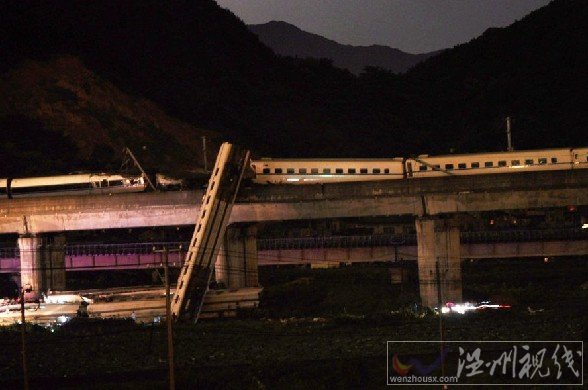 溫州動(dòng)車追尾事故現(xiàn)場(chǎng)