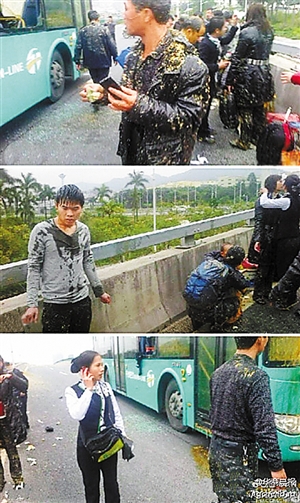 公交追尾拉糞車