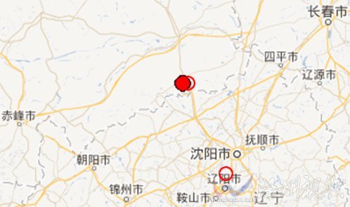 2013年5月10日科爾沁左翼后旗地震震中位置圖