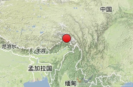 2013年7月12日墨脫地震震中位置