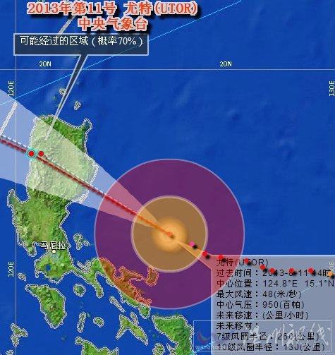 強臺風尤特最新路徑圖
