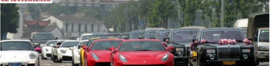 溫州土豪結婚10輛勞斯萊斯幻影現身 婚車隊價值超1億