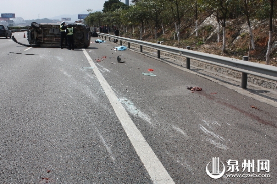 沈海高速惠安紫山鎮官溪村段車禍現場圖片