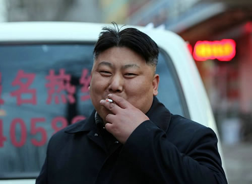沈陽一名賣羊肉串的男子像金正恩