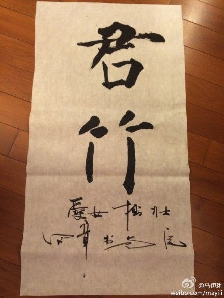 馬伊琍微博秀女兒君竹書法作品