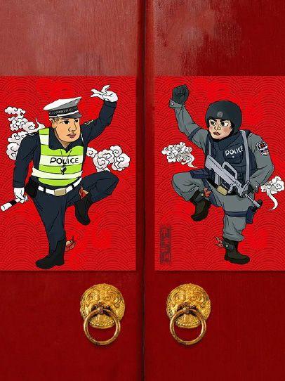 上海警察版門神圖片