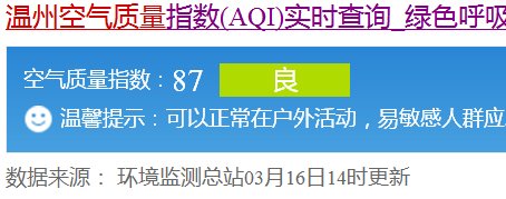 溫州今天空氣質量