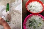 邯鄲遭遇大風冰雹 市民拿冰雹冰啤酒