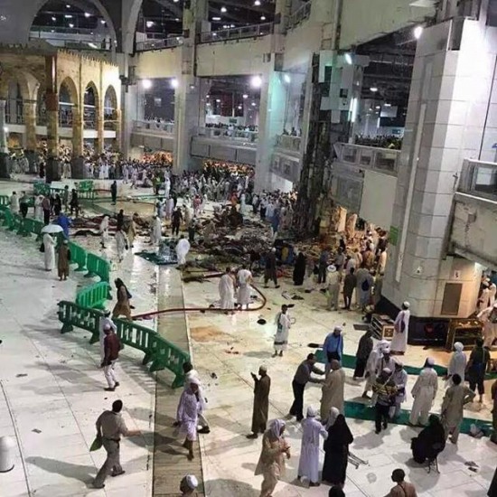 沙特麥加大清真寺塔吊倒塌