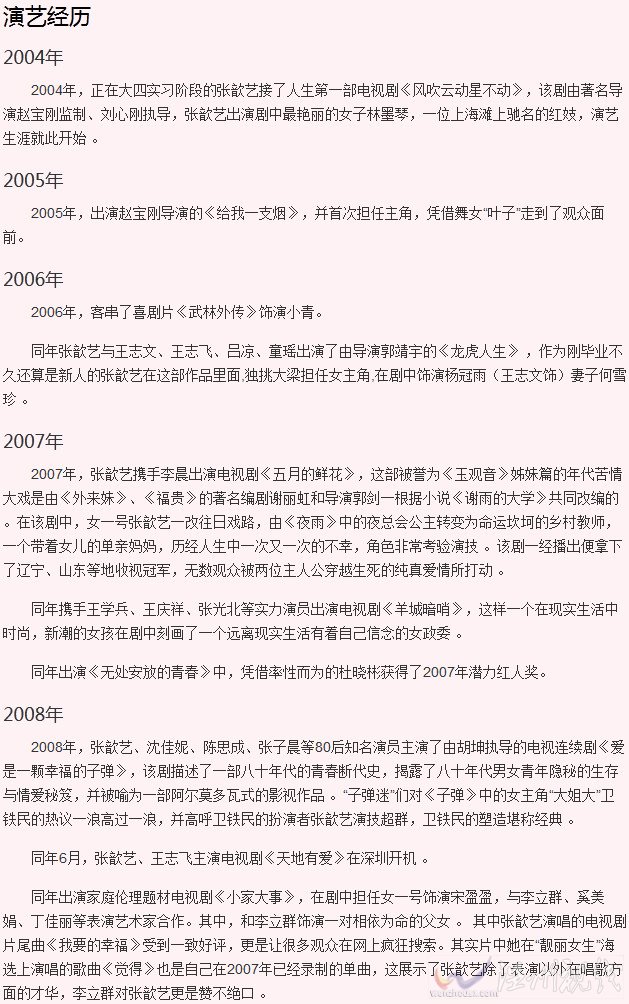 張歆藝早年演藝生涯