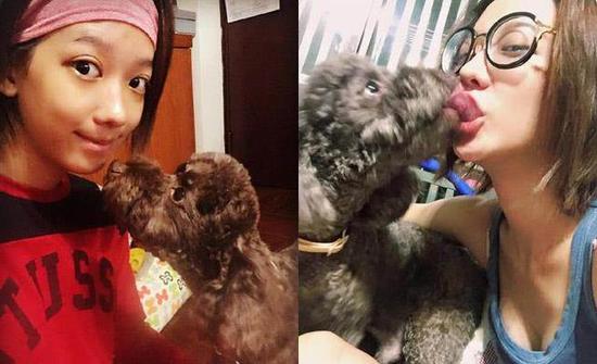 黃子佼女友孟耿如與愛犬舌吻