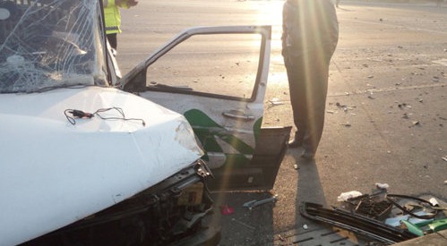 山東濱州出租與駕校車相撞車禍現場