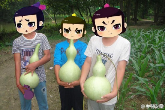 熊孩子偷葫蘆被抓