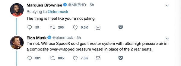 特斯拉新跑車能飛