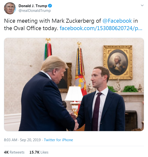 特朗普會(huì)見扎克伯格