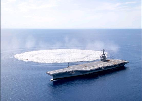 美軍航母旁數(shù)千磅炸藥爆炸 以檢測(cè)爆炸對(duì)航母的影響