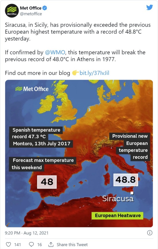 歐洲警告為50℃的溫度做好準備
