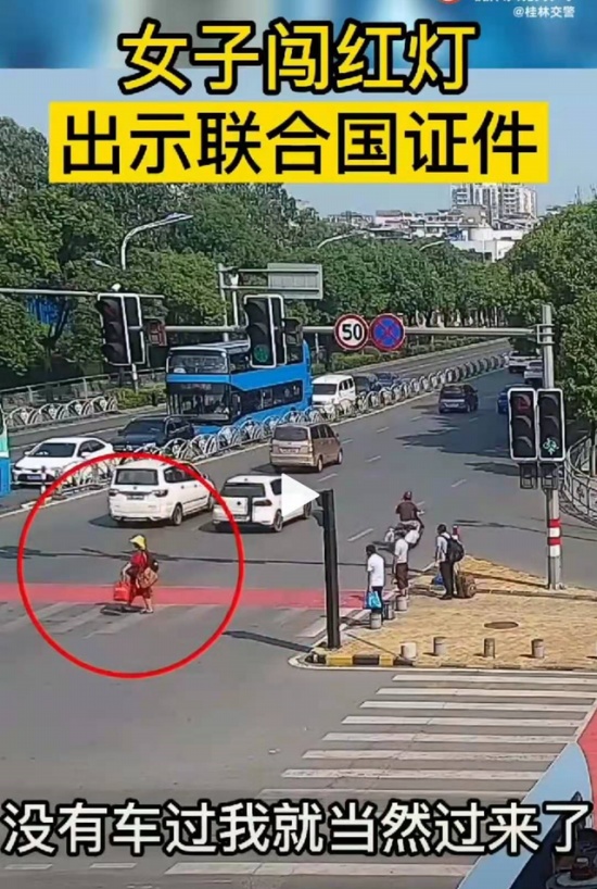 女子闖紅燈出示聯合國證件