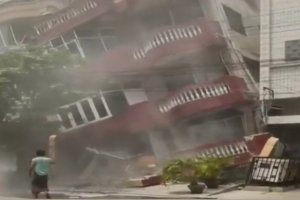 緬甸強震大橋房屋垮塌泳池水飛濺