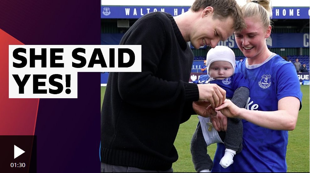 埃弗頓的馬德森在WSL獲勝后收到了驚喜的求婚