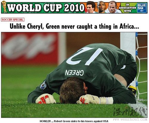 《太陽報》評世界杯最差陣容（圖為跪地的格林）